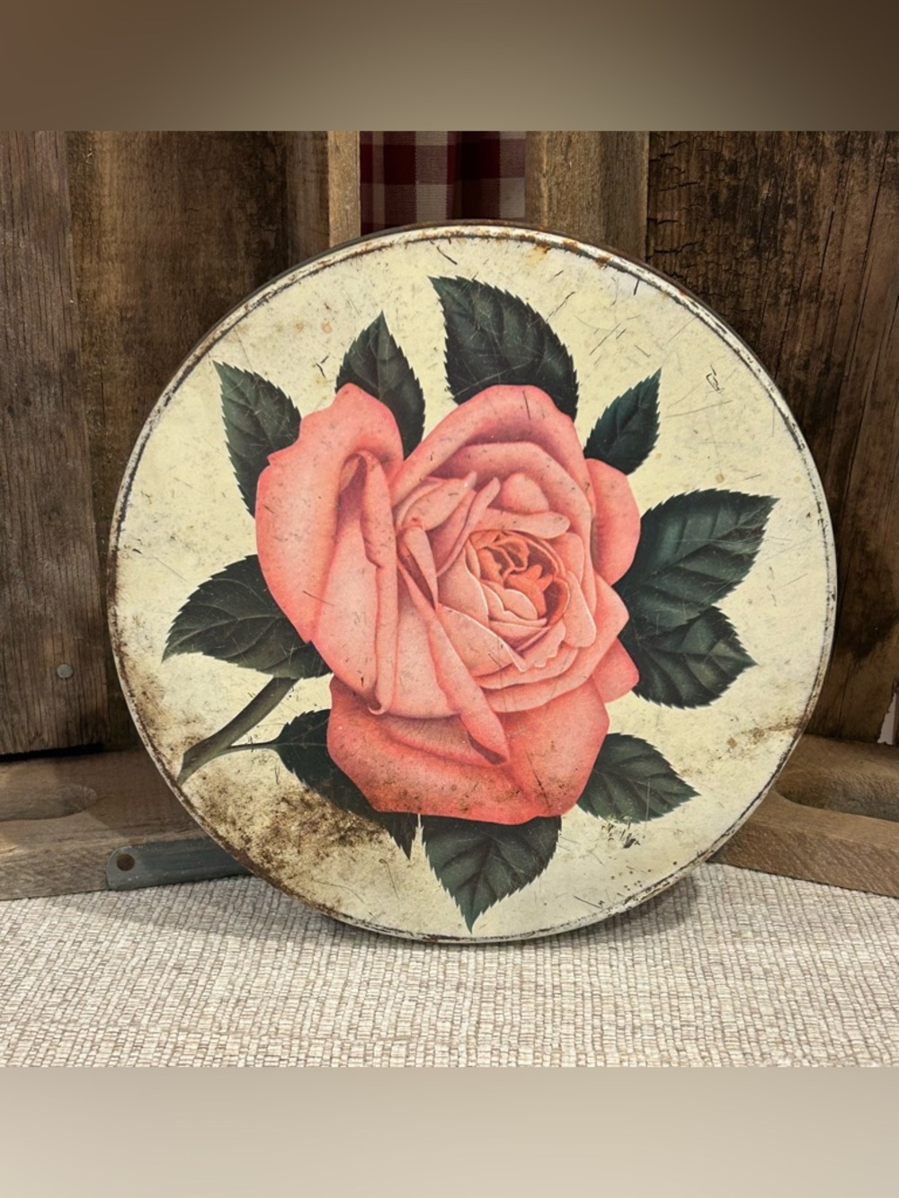 Vintage Pink Rose Wall Decor Plaque - Home Wall Decor